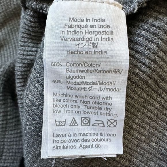 Madewell Top Heathered Thermal Henley Tee Long Sleeve Gray M - Picture 8 of 11